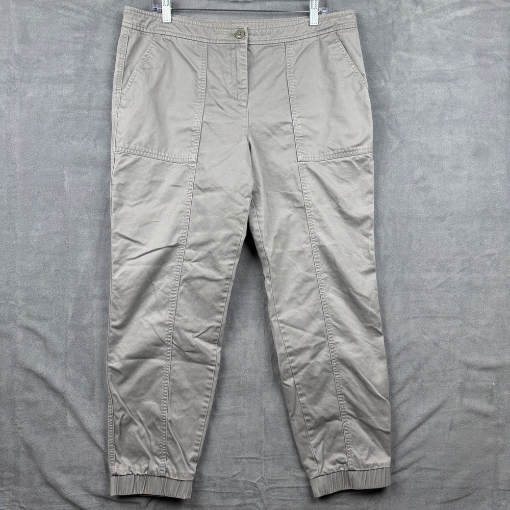 Garnet Hill Womens‎ Casual Jogger Pants Size 14 Gray Comfort Cotton Blend